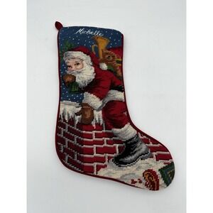 Imperial Elegance Needlepoint Wool Christmas Stocking Customized MICHELLE 17"vgt